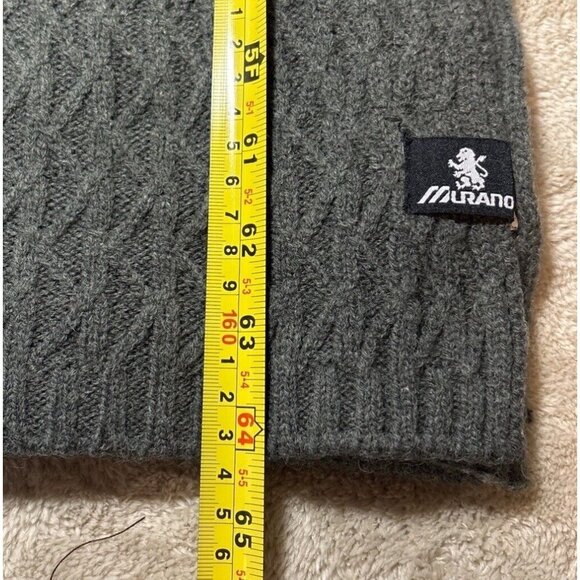 Murano Scarf Wool Blend Cable Knit Men In Dark Gray Charcoal 8 X 64" - Picture 6 of 9